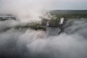 Picture taken with drone of waterfalls in Iguaçu National Park - Foz do Iguacu city - Parana state (PR) - Brazil