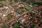 Picture taken with drone Duplo Ceu District with Santo Antonio Church - Palestina city - Sao Paulo state (SP) - Brazil