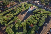 Picture taken with drone Duplo Ceu District with Santo Antonio Church - Palestina city - Sao Paulo state (SP) - Brazil