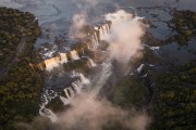 Picture taken with drone of the Devils Throat waterfall - Iguassu National Park  - Foz do Iguacu city - Parana state (PR) - Brazil