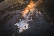 Picture taken with drone of the Devils Throat waterfall - Iguassu National Park  - Foz do Iguacu city - Parana state (PR) - Brazil