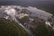 Picture taken with drone of the Devils Throat waterfall - Iguassu National Park  - Foz do Iguacu city - Parana state (PR) - Brazil