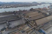 Picture taken with drone of warehouses in the Port of Santos - Santos city - Sao Paulo state (SP) - Brazil