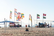 Kiosks and flags on Copacabana Beach - Rio de Janeiro city - Rio de Janeiro state (RJ) - Brazil