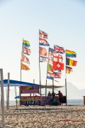 Kiosks and flags on Copacabana Beach - Rio de Janeiro city - Rio de Janeiro state (RJ) - Brazil