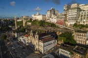 Picture taken with drone of the Elevador Lacerda (Lacerda Elevator) - 1873 - Salvador city - Bahia state (BA) - Brazil