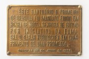 Iron sign outside Nossa Senhora de Fatima church (1958)  - Brasilia city - Distrito Federal (Federal District) (DF) - Brazil