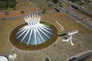 Picture taken with drone of the Metropolitan Cathedral of Our Lady of Aparecida (1970) - also known as Cathedral of Brasilia  - Brasilia city - Distrito Federal (Federal District) (DF) - Brazil