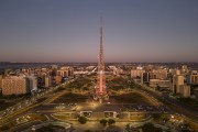 Picture taken with drone of the Pilot plan of Brasilia with TV tower in the foreground - Brasilia city - Distrito Federal (Federal District) (DF) - Brazil