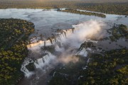 Picture taken with drone of the Devils Throat waterfall - Iguassu National Park  - Foz do Iguacu city - Parana state (PR) - Brazil