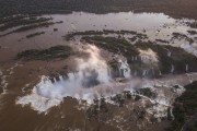 Picture taken with drone of the Devils Throat waterfall - Iguassu National Park  - Foz do Iguacu city - Parana state (PR) - Brazil