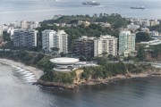 Aerial view of the Niteroi Contemporary Art Museum (1996) - part of the Caminho Niemeyer (Niemeyer Way)  - Niteroi city - Rio de Janeiro state (RJ) - Brazil