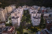 Picture taken with drone of tree-lined street and residential buildings - Rio de Janeiro city - Rio de Janeiro state (RJ) - Brazil