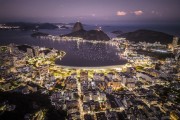 Picture taken with drone of Botafogo Bay with the Sugar Loaf during the sunset - Rio de Janeiro city - Rio de Janeiro state (RJ) - Brazil