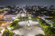 Picture taken with drone of the Sao Sebastiao Square with the Monument to Open Ports to Friendly Nations (1900) - Manaus city - Amazonas state (AM) - Brazil