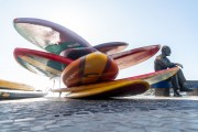 Surfboards and statue of Carlos Drummond de Andrade - Rio de Janeiro city - Rio de Janeiro state (RJ) - Brazil