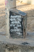 Graffiti on a lamp post on Atlantica Avenue - Rio de Janeiro city - Rio de Janeiro state (RJ) - Brazil