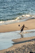 Child playing beach soccer on Diabo Beach - Rio de Janeiro city - Rio de Janeiro state (RJ) - Brazil