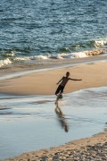 Child playing beach soccer on Diabo Beach - Rio de Janeiro city - Rio de Janeiro state (RJ) - Brazil