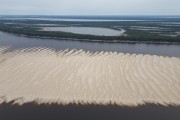 Picture taken with drone of the Negro River Beach during severe drought in the Amazon - Anavilhanas National Park  - Manaus city - Amazonas state (AM) - Brazil