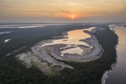 Picture taken with drone of the Negro River and Amazon rainforest during severe drought in the Amazon - Anavilhanas National Park  - Manaus city - Amazonas state (AM) - Brazil