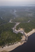 Picture taken with drone of dry igarape during a severe drought in the Amazon - Anavilhanas National Park  - Manaus city - Amazonas state (AM) - Brazil
