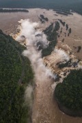 Picture taken with drone of waterfalls in Iguaçu National Park during the second biggest flood in history - Border between Brazil and Argentina - Foz do Iguacu city - Parana state (PR) - Brazil