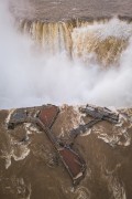 Picture taken with drone of the Devils Throat viewpoint destroyed by the second biggest flood in the history of Iguazu Falls - Iguassu National Park  - Foz do Iguacu city - Parana state (PR) - Brazil