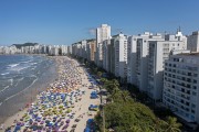 Picture taken with drone of the Pitangueiras Beach - Guaruja city - Sao Paulo state (SP) - Brazil