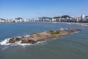 Picture taken with drone of the Pompeba Island and in the background the beaches of Asturias on the left and Pintangueiras on the right - Guaruja city - Sao Paulo state (SP) - Brazil