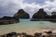 Natural pools in Porcos Bay with Morro Dois Irmaos (Two Brothers Mountain) in the background - Fernando de Noronha Marine National Park - Fernando de Noronha city - Pernambuco state (PE) - Brazil