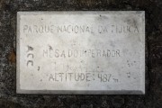 Historical sign stone in the area of Mesa do Imperador - Tijuca National Park - Rio de Janeiro city - Rio de Janeiro state (RJ) - Brazil