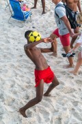 Bather playing soccer - Arpoador Beach waterfront - Rio de Janeiro city - Rio de Janeiro state (RJ) - Brazil
