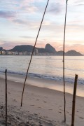 View of Copacabana beach at dawn with Sugarloaf in the background - Rio de Janeiro city - Rio de Janeiro state (RJ) - Brazil