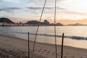 View of Copacabana beach at dawn with Sugarloaf in the background - Rio de Janeiro city - Rio de Janeiro state (RJ) - Brazil