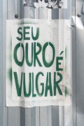 Lambe-lambe (Poster) on siding in front of the National Museum of Fine Arts during carnival - Rio de Janeiro city - Rio de Janeiro state (RJ) - Brazil