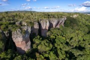 Picture taken with drone of sandstone formations in Vila Velha State Park - Ponta Grossa city - Parana state (PR) - Brazil