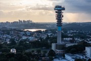 Picture taken with drone of the Panoramic Tower of Curitiba - also known as Telepar Tower or Merces Tower - Curitiba city - Parana state (PR) - Brazil