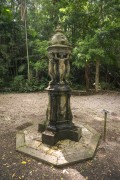 Old metal monument - Dom Pedro Augusto way, a trail adapted for the disabled in the Tijuca Forest - Rio de Janeiro city - Rio de Janeiro state (RJ) - Brazil