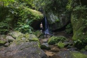 Man bathing in Gruta Waterfall - Tijuca National park - Rio de Janeiro city - Rio de Janeiro state (RJ) - Brazil