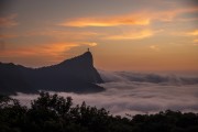 View of Christ the Redeemer from the mirante of Vista Chinesa (Chinese View) during the sunrise - Rio de Janeiro city - Rio de Janeiro state (RJ) - Brazil