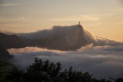 Picture taken with drone of the Christ the Redeemer from the mirante of Vista Chinesa (Chinese View) during the sunrise - Rio de Janeiro city - Rio de Janeiro state (RJ) - Brazil