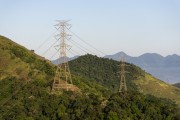 View of electricity transmission lines and mountains of Tijuca National Park from Perdido Peak - Rio de Janeiro city - Rio de Janeiro state (RJ) - Brazil