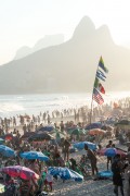 Bathers on Ipanema Beach with Two Brothers Montain and Rock of Gavea in the background - Rio de Janeiro city - Rio de Janeiro state (RJ) - Brazil