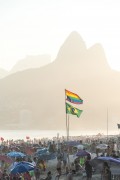 Bathers on Ipanema Beach with Two Brothers Montain and Rock of Gavea in the background - Rio de Janeiro city - Rio de Janeiro state (RJ) - Brazil