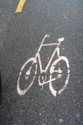 Signage on the asphalt of the cycle path - Francisco Otaviano Street - Arpoador - Rio de Janeiro city - Rio de Janeiro state (RJ) - Brazil