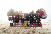 Street vendor selling caps and hats on Copacabana Beach - Post 6 - Rio de Janeiro city - Rio de Janeiro state (RJ) - Brazil