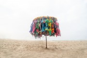 Improvised sun umbrella as a display for selling bikinis on Copacabana Beach - Rio de Janeiro city - Rio de Janeiro state (RJ) - Brazil