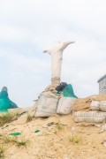 Sand sculpture by artist Rogean Rodrigues representing Christ the Redeemer - Copacabana Beach - Rio de Janeiro city - Rio de Janeiro state (RJ) - Brazil