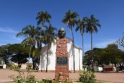 Bust in honor of the painter Candido Portinari and Santo Antonio Chapel in Candido Portinari Square - Brodowski city - Sao Paulo state (SP) - Brazil